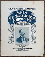 Partituras de música antigas estrelas negras Williams & Walker Miss Maria Johnson ~ 1896, usado comprar usado  Enviando para Brazil