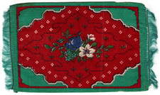 Tapete oriental de feltro tabaco ca 1910 B38 verde com flores e franja, casa de bonecas, usado comprar usado Tapete oriental de feltro tabaco ca 1910 B38 verde com flores e franja, casa de bonecas, usado comprar usado  Enviando para Brazil