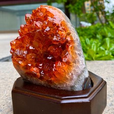 Geoda citrino natural de 2,27 lb cuarzo racimo cristal catedrales espécimen curación segunda mano  Embacar hacia Mexico