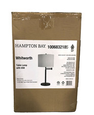 Hampton Bay Whitworth 24,5 pol. Lâmpada preta com braço oscilante e porta USB nova comprar usado  Enviando para Brazil