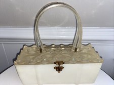 Lucite Opala Branca Clara Caixa Vintage Bolsa Dourado Metal fecho encerramento comprar usado  Enviando para Brazil