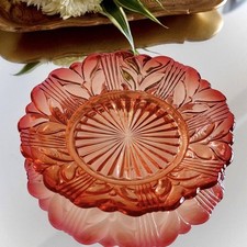 Placa de bandeja de vidro Baccarat Laurier vermelha gradiente cristal francês antigo 1890 comprar usado  Enviando para Brazil