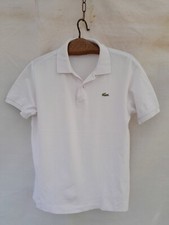Camisa polo masculina Lacoste grande branca bordada logotipo algodão feita na Espanha falha comprar usado  Enviando para Brazil