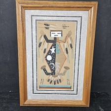 Autêntica pintura de areia Navajo "Mãe Terra Pai Céu" assinada bem emoldurada comprar usado  Enviando para Brazil