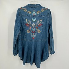 Blusa Emma G Feminina Tamanho M Bordada Denim Western Boho Hippie Festival Declaração comprar usado  Enviando para Brazil