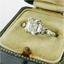 Usado, Anel de noivado de ouro branco 14k com diamante criado em laboratório corte Asscher 3,25 quilates FN comprar usado  Enviando para Brazil
