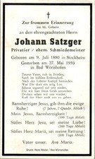 Sterbebild johann satzger gebraucht kaufen Sterbebild johann satzger gebraucht kaufen  Singen (Hohentwiel)
