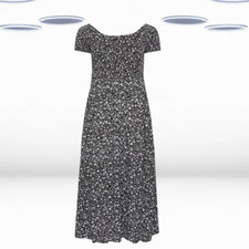 Vestido Maxi Feminino Plus Size Floral Shirred Bardot Preto comprar usado  Enviando para Brazil