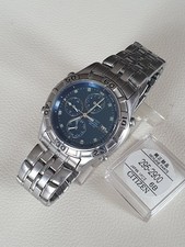 Relógio CITIZEN ECO-DRIVE CRONÓGRAFO 0870-H11691 mostrador azul WR100, nova bateria R comprar usado  Enviando para Brazil