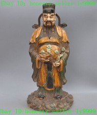 22,4" China Folk Tangsancai porcelana dinheiro deus da riqueza plutus estátua de Mamom, usado comprar usado  Enviando para Brazil
