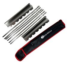 Espeto para churrasco 17” aço inoxidável shish kabob espetos de metal churrasco plano conjunto com 9 peças, usado comprar usado  Enviando para Brazil