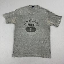 Camisa masculina vintage Nike XL cinza etiqueta azul anos 80 bloco ponto único soletrar #1 fina comprar usado  Enviando para Brazil