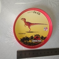 JURASSIC PARK 1992 - sous verre en metal promotionnel COCA COLA  - VELOCIRAPTOR comprar usado  Enviando para Brazil