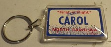 Chaveiro lembrança pessoal Carolina do Norte placa de licença plástico CAROL 1-1/8" largura, usado comprar usado  Enviando para Brazil