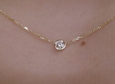 CONJUNTO DE MOLDURA SOLITÁRIO DIAMANTE COLAR OURO AMARELO 14K 0,07 CT SI1 Claridade COR G, usado comprar usado  Enviando para Brazil