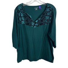 Blusa feminina Catherines tamanho 1XWP 1X verde pequena mangas 3/4 comprar usado  Enviando para Brazil