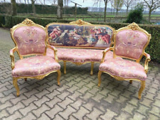 Sofá com cadeiras década de 1960 francês Louis XVI rosa damasco conjunto de faia dourada comprar usado  Enviando para Brazil