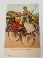 Cartão postal humor antigo Reino Unido carteiro 1900 cavalo Royal Mail duas rodas comprar usado  Enviando para Brazil