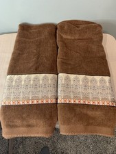 Conjunto de 2 toalhas de banho vintage marrom zodíaco 42x24 com cetim marroquino Boarder comprar usado  Enviando para Brazil