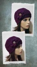 Hecho a mano ganchillo mujer flor sombrero gorro púrpura uva mermelada puffs vendedor de EE. UU. segunda mano  Embacar hacia Mexico