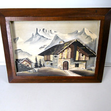 Tableau chalet montagne d'occasion  Vif