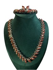 CONJUNTO DE PEDRAS DE CORAL PRATA 950 TAXCO colar pulseira e brincos 165 gramas no total comprar usado  Enviando para Brazil