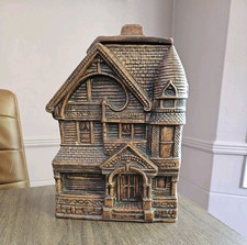 Usado, Jarro de biscoito vintage artesanato tesouro casa vitoriana cerâmica feito nos EUA marrom 12"T comprar usado  Enviando para Brazil