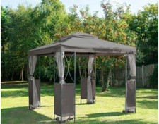 Tenda para festas 2,5 m luxo com estrutura de aço alumínio dossel pátio jardim festa cinza comprar usado  Enviando para Brazil