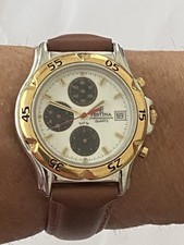 Relógio cronógrafo masculino "FESTINA" ouro e prata, pulseira de couro, trabalho, K-Time comprar usado  Enviando para Brazil