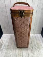 Porta-garrafa de vinho vintage único caixa articulada madeira e vinil rosa floral 13,75"" de altura comprar usado  Enviando para Brazil