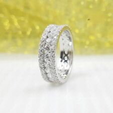 Aliança de casamento 4 quilates corte redondo sólido ouro branco 14K moissanita eternidade total comprar usado  Enviando para Brazil
