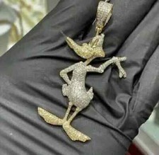 Usado, Pingente de pato moissanita real corte redondo 3,20 quilates folheado a ouro amarelo 14K prata comprar usado  Enviando para Brazil