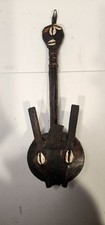 Używany, Afrykański "Kora" Drewno / gourd Leather 6-strunowy instrument plemienny 15" rzadki na sprzedaż  Wysyłka do Poland