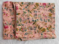 Colcha de algodão indiano queen, twin pêssego Kantha estampa floral cobertor lance comprar usado  Enviando para Brazil