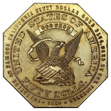 Imitação de latão lembrança de ouro do século XX Califórnia $50 lesma, 41 mm comprar usado  Enviando para Brazil