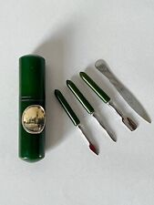 Używany, Vintage podróżny zestaw do manicure 4 sztuki bakelit zielony Niemcy. na sprzedaż  PL