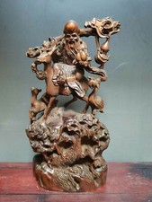 Linda escultura chinesa de buxo escultura em madeira deus da longevidade figura estátua comprar usado  Enviando para Brazil