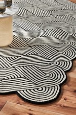 Tapete de área de lã tufado à mão ANTHRO RISAA tapete preto e branco para sala de estar, usado comprar usado  Enviando para Brazil