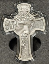 Moeda de alto relevo envelhecida cruz de Jesus Republique du Tchad 2025 1 Oz .999 prata! comprar usado  Enviando para Brazil