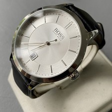 Relógio masculino genuíno Hugo Boss designer data couro preto com manutenção comprar usado  Enviando para Brazil