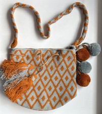 Autêntica bolsa colombiana 100% Wayuu laranja e cinza comprar usado  Enviando para Brazil