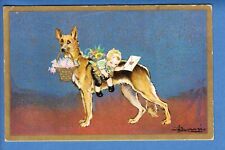 Usado, Cães: pastor alemão, criança, carta, cesta de flores, arte muito fofa PC p1062 comprar usado  Enviando para Brazil