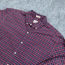 Camisa masculina J.CREW botão para baixo L vermelha azul quadriculada 2 camadas algodão clássica comprar usado  Enviando para Brazil