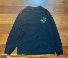 Camiseta manga longa preta tamanho M 100% algodão logotipo arco-íris clube social anti-social comprar usado  Enviando para Brazil