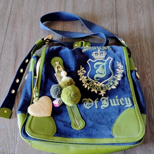 Usado, Bolsa carteiro House Of Juicy Couture couro verde veludo azul Y2K comprar usado  Enviando para Brazil