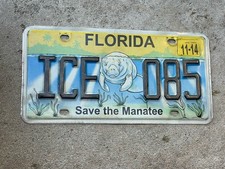Usado, Placa de licença da Flórida Save The Manatee placa única expirada TEXTO LEVANTADO GELO 085 comprar usado  Enviando para Brazil