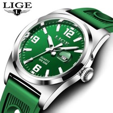 Relógio de pulso masculino marca LIGE ponteiro luminoso data quartzo relógios de silicone-- comprar usado  Enviando para Brazil