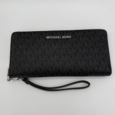Carteira Michael Kors jet set viagem com zíper ao redor pulseira preta assinatura logotipo MK comprar usado  Enviando para Brazil
