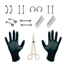 Usado, Conjunto de ferramentas 25 peças piercing corporal língua da barriga sobrancelha mamilo lábio agulhas kit comprar usado  Enviando para Brazil