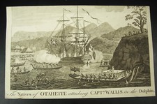 Grabado XVIII Capitán Samuel Wallis El Delfín Atacado Por Los Nativos De Fidji comprar usado  Enviando para Brazil